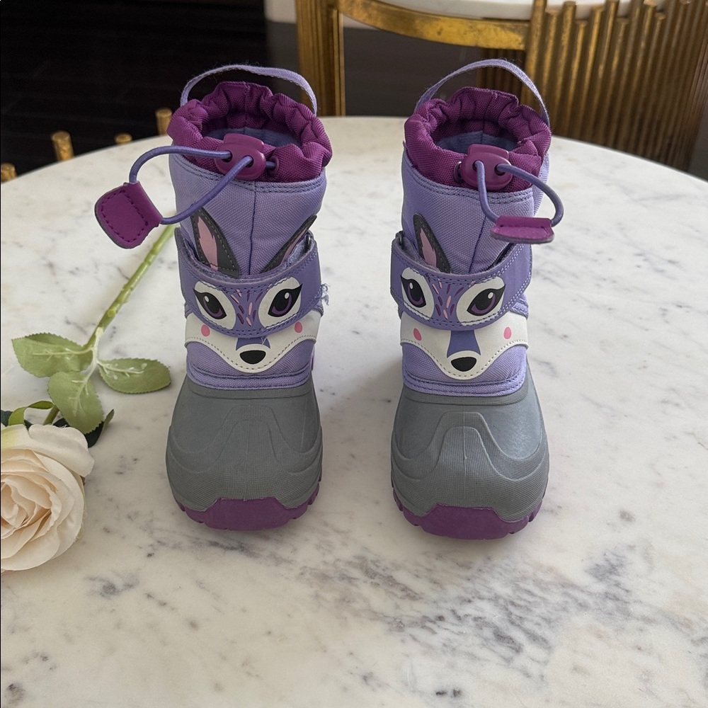 Kids' Purple and Gray Animal Face Boots